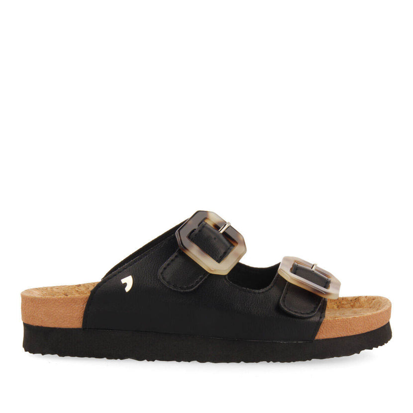 Chanclas negras transparente tipo bio con hebillas para mujer dagneux