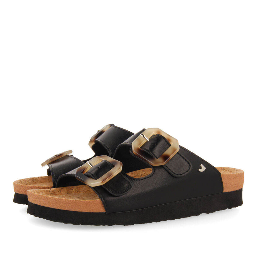 Chanclas negras transparente tipo bio con hebillas para mujer dagneux