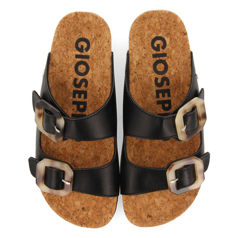 Chanclas negras transparente tipo bio con hebillas para mujer dagneux