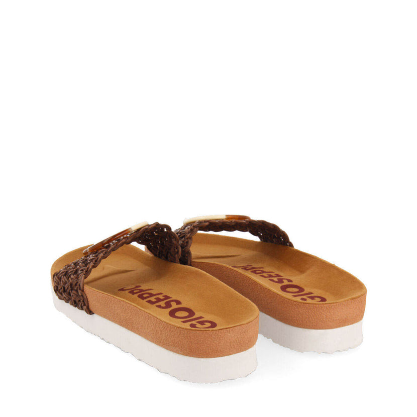 Candiva women's brown footbed slide sandals with decoration