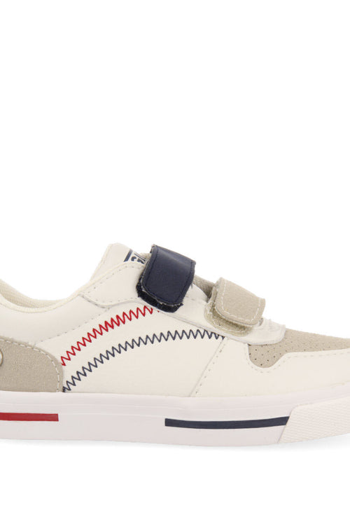 Maceio boys white sneakers with colourful topstitching