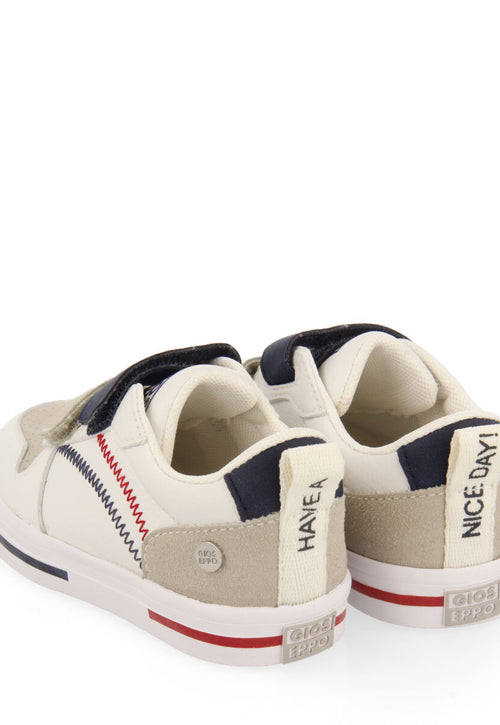 Maceio boys white sneakers with colourful topstitching