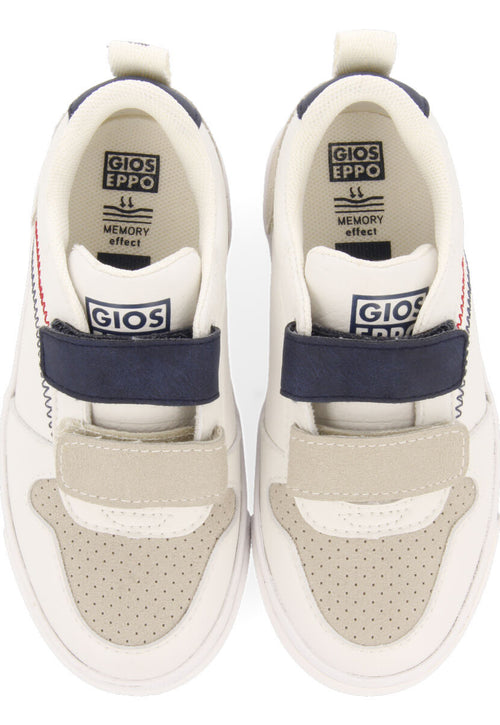 Maceio boys white sneakers with colourful topstitching