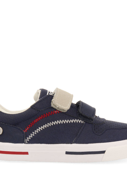 Maceio boys navy blue sneakers with colourful topstitching