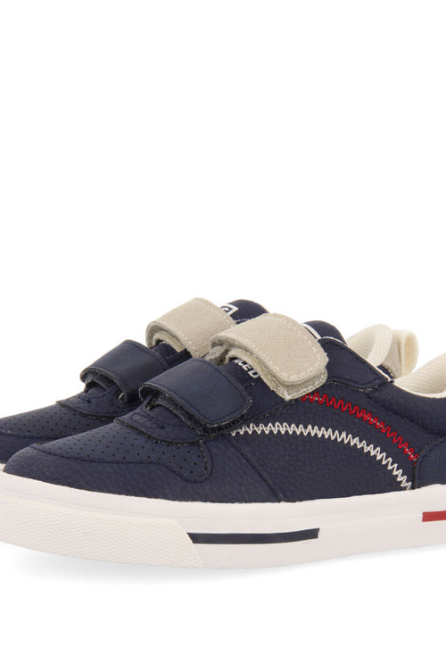 Maceio boys navy blue sneakers with colourful topstitching