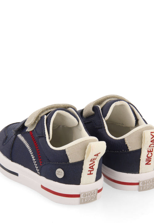 Maceio boys navy blue sneakers with colourful topstitching