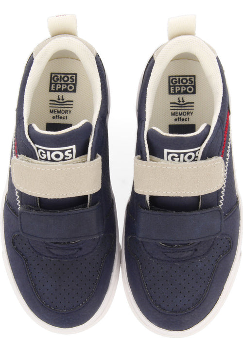 Maceio boys navy blue sneakers with colourful topstitching
