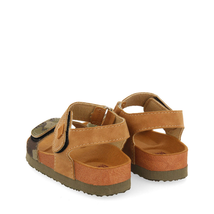 Abat boys khaki and camouflagerint footbed sandals