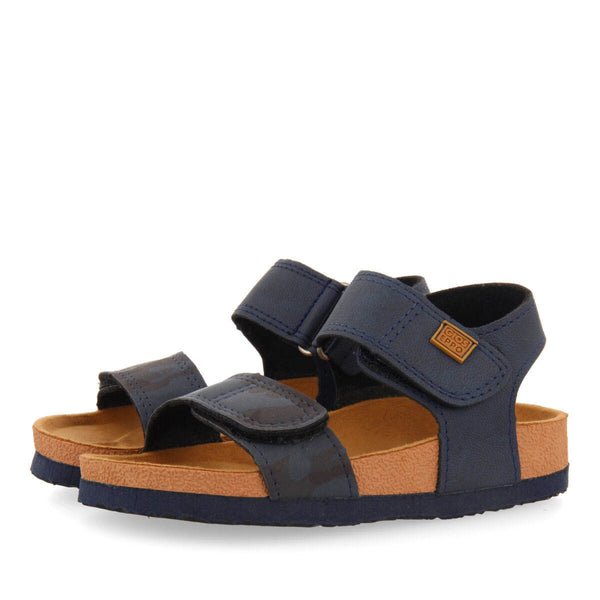 Abat boys navy blue and camouflagerint footbed sandals