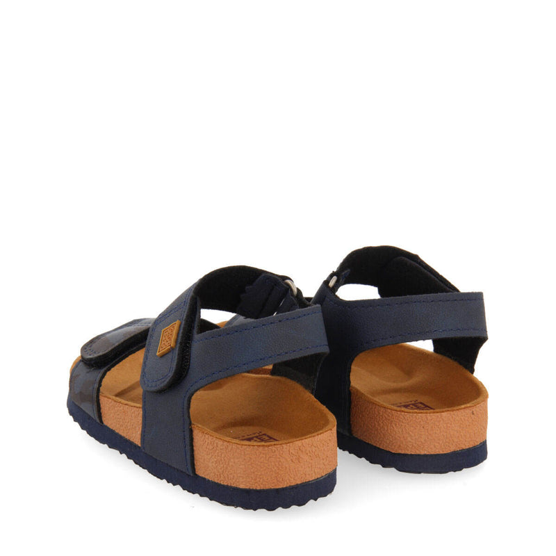 Abat boys navy blue and camouflagerint footbed sandals
