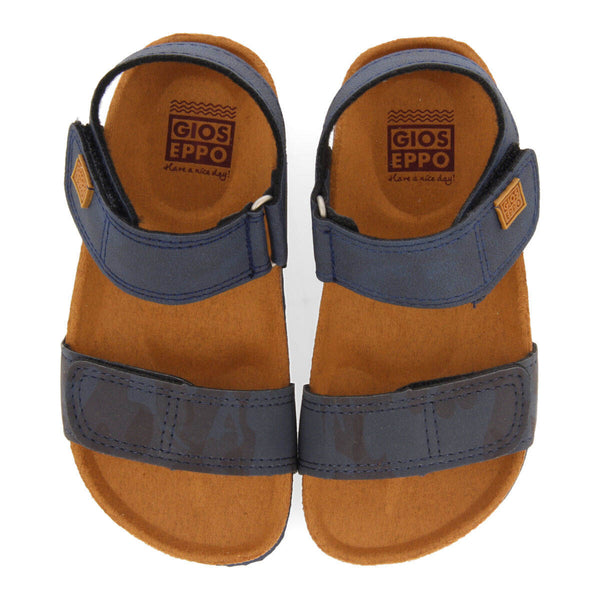 Abat boys navy blue and camouflagerint footbed sandals
