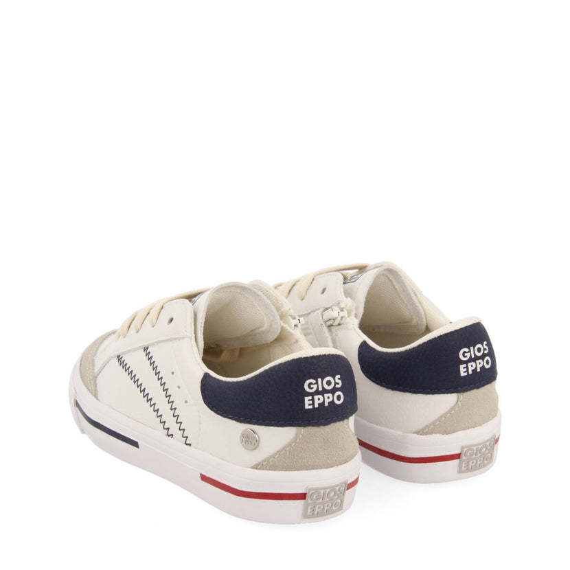 Sneakers blancas con prespuntes azules para niño favaios