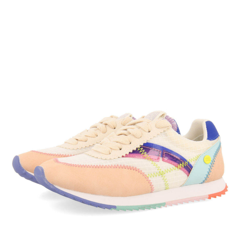 Madirac girlsink sneakers with colourful topstitching