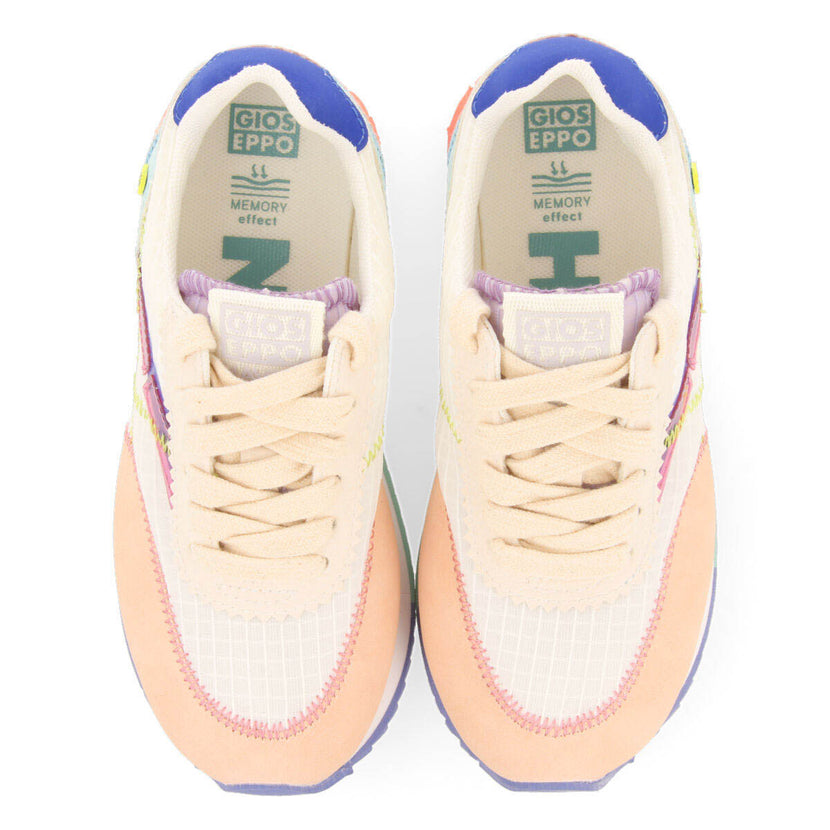 Madirac girlsink sneakers with colourful topstitching