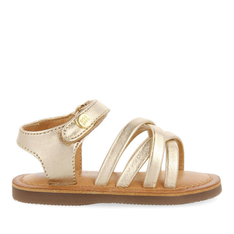 SANDALIAS DE PIEL EN COLOR ORO PARA NIÑA COINIZA