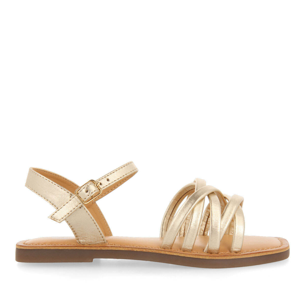 Cayey girls gold leather sandals