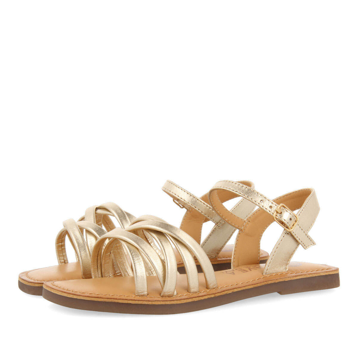 Cayey girls gold leather sandals