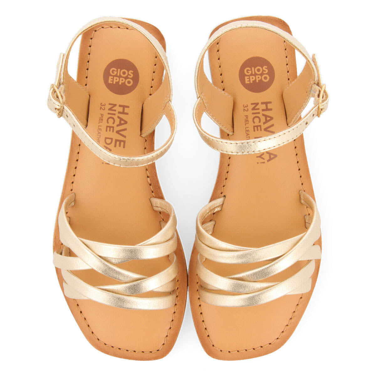 Cayey girls gold leather sandals
