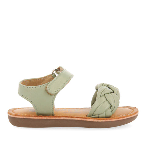 SANDALIAS DE PIEL EN COLOR MENTA CON TRENZA PARA NIÑA ENNERY