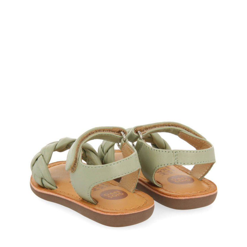 Sandalias de piel en color menta con trenza para niña ennery