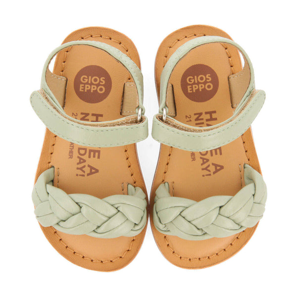 Sandalias de piel en color menta con trenza para niña ennery