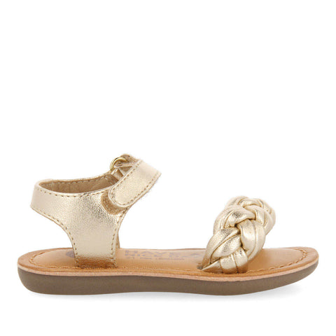 SANDALIAS DE PIEL EN COLOR PLATINO CON TRENZA PARA NIÑA ENNERY