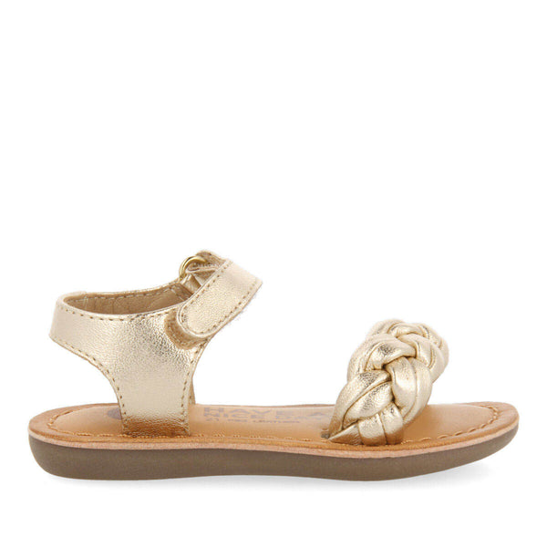 Sandalias de piel en color platino con trenza para niña ennery