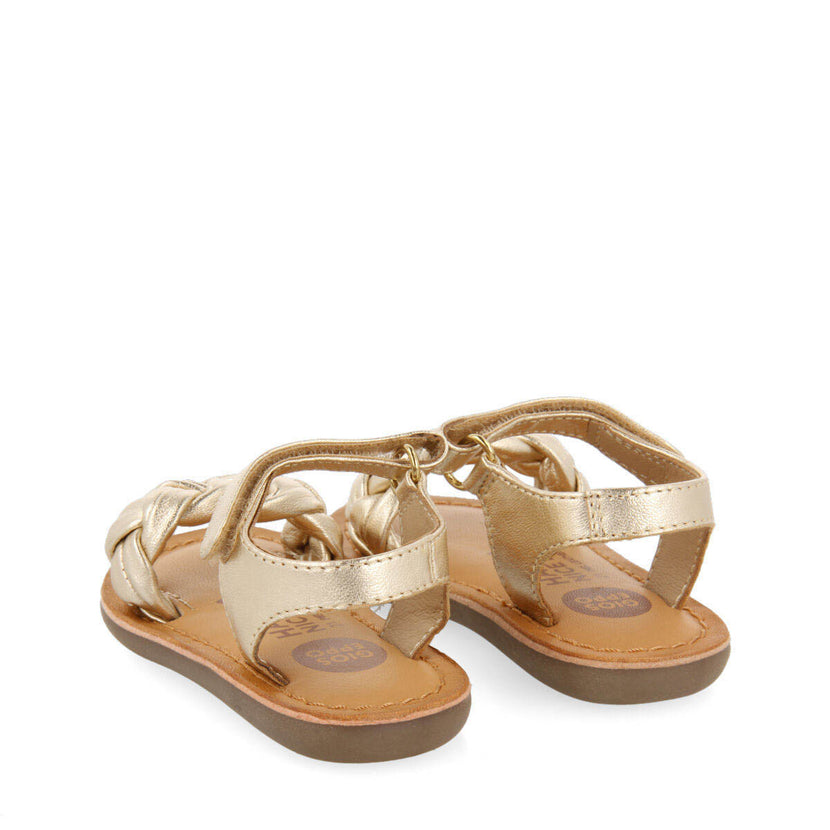 Sandalias de piel en color platino con trenza para niña ennery
