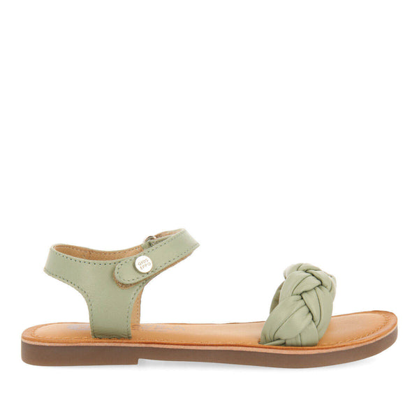 Sandales en peau de couleur menthe à tresse pour fille lalande