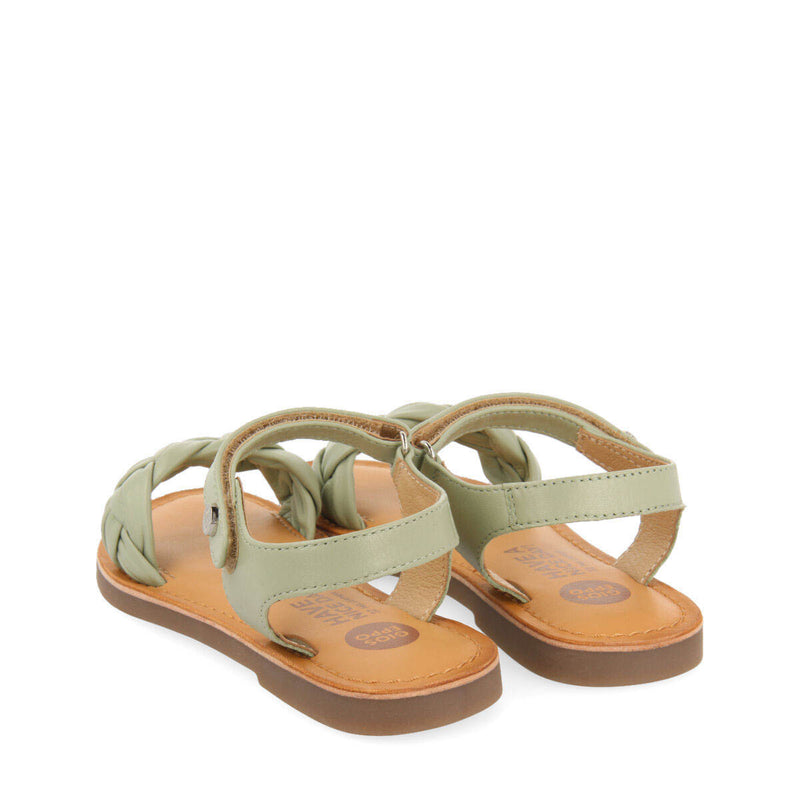 Sandales en peau de couleur menthe à tresse pour fille lalande