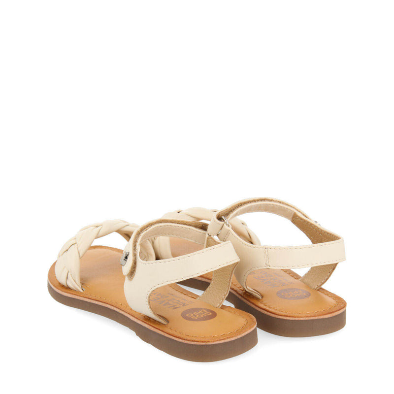 Sandales en peau de couleur off-white à tresse pour fille lalande