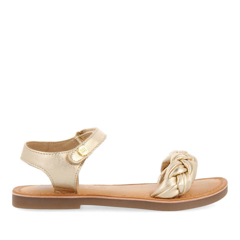 LALANDE GIRLSLATINUMLAITED LEATHER SANDALS