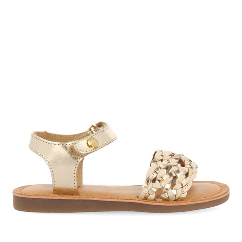 MEDAN GIRLS GOLDLAITED LEATHER SANDALS