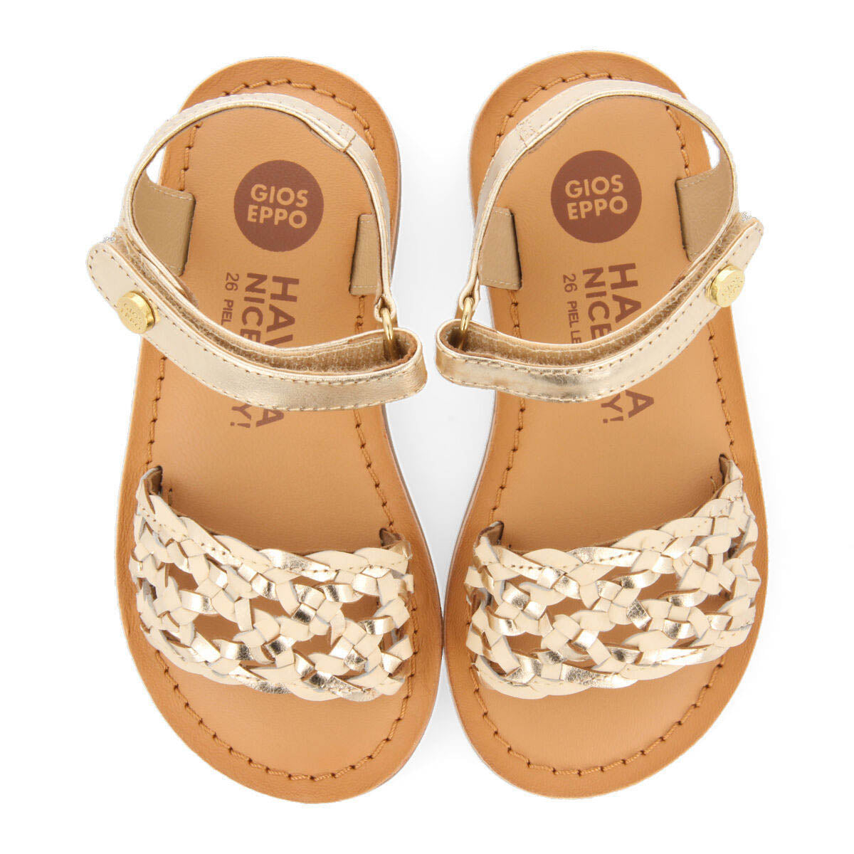 Medan girls goldlaited leather sandals