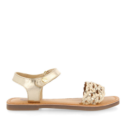 PASIG GIRLS GOLDLAITED LEATHER SANDALS