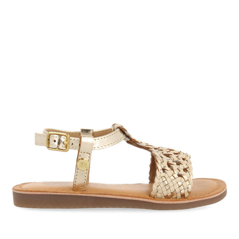 QUARAI GIRLS GOLD LEATHER SANDALS