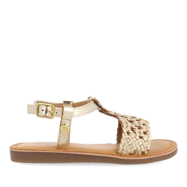 Sandales en peau de couleur or pour fille quarai