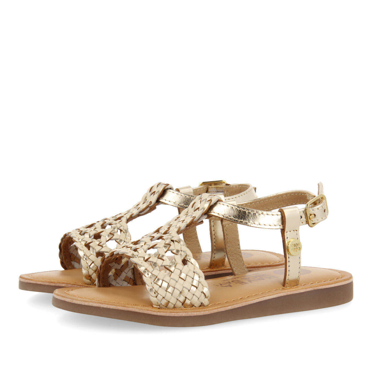 Quarai girls gold leather sandals