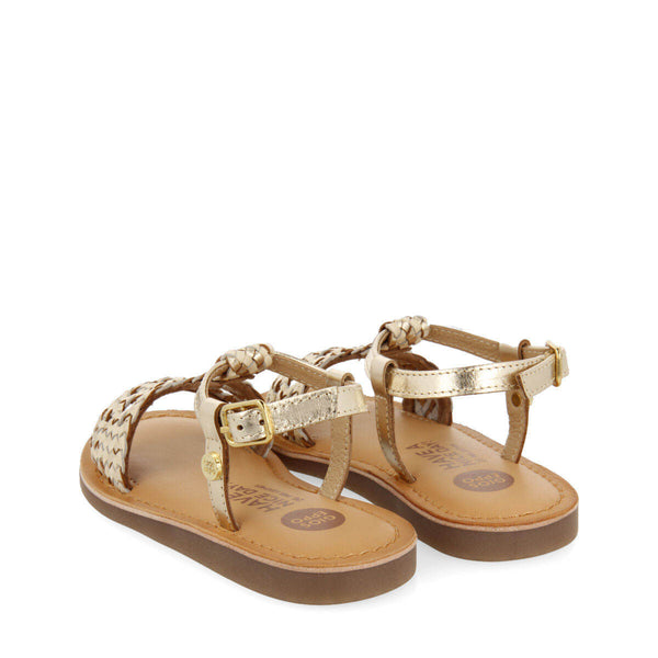Sandales en peau de couleur or pour fille quarai