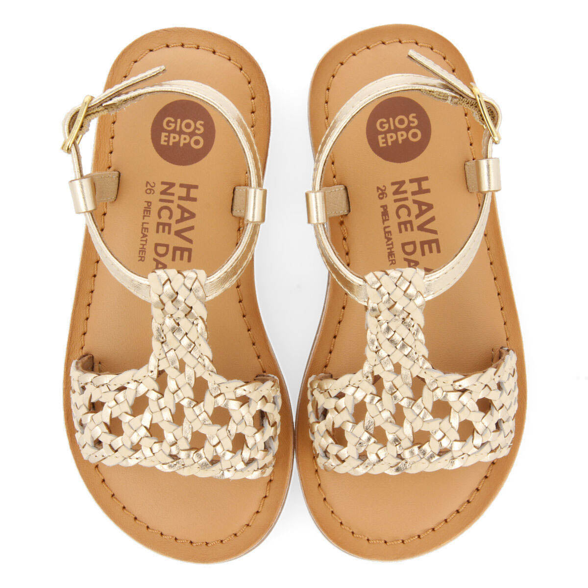 Quarai girls gold leather sandals