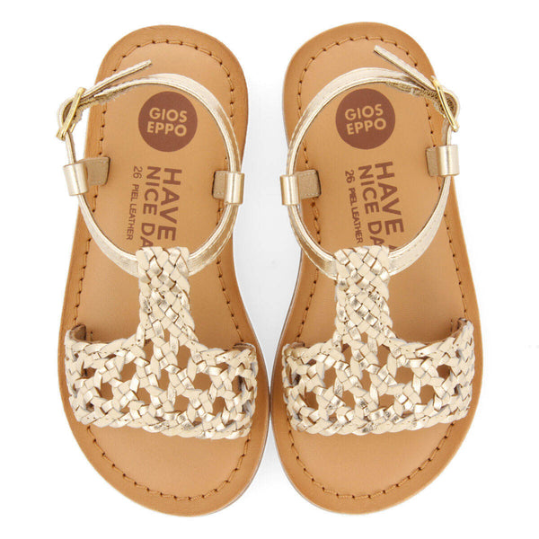 Sandales en peau de couleur or pour fille quarai