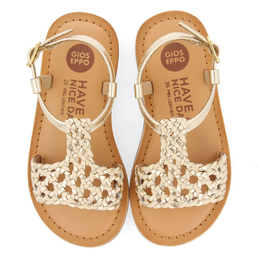 Quarai girls gold leather sandals