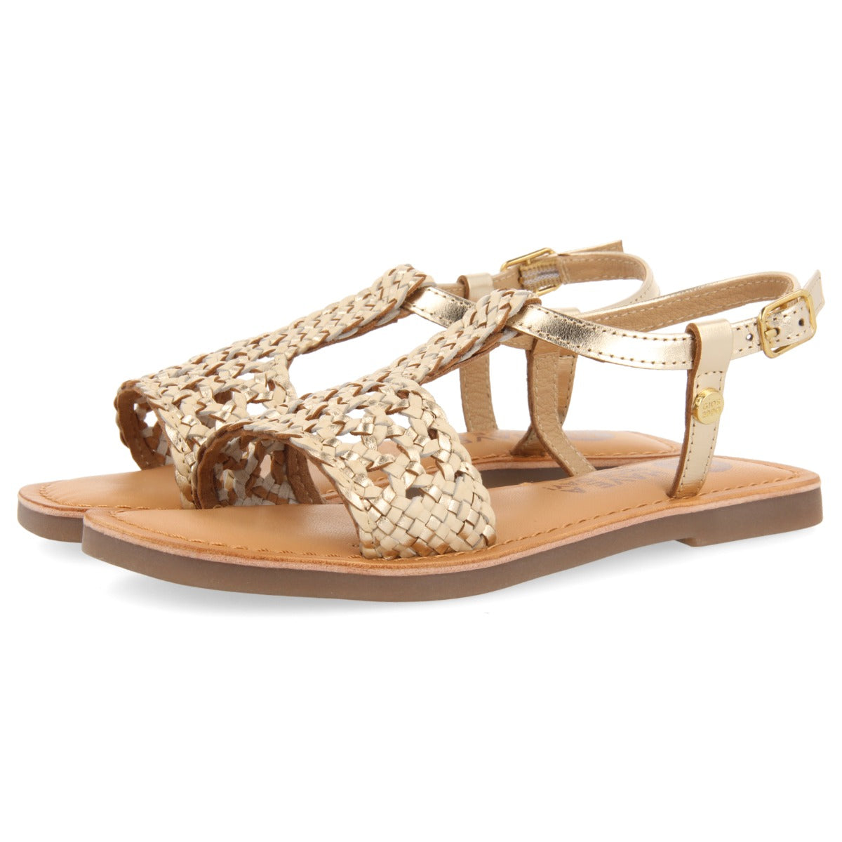 Rety girls gold leather sandals