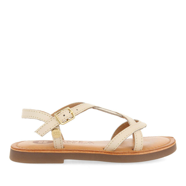 Sandales en peau métallisée de couleur off-white pour fille tilly