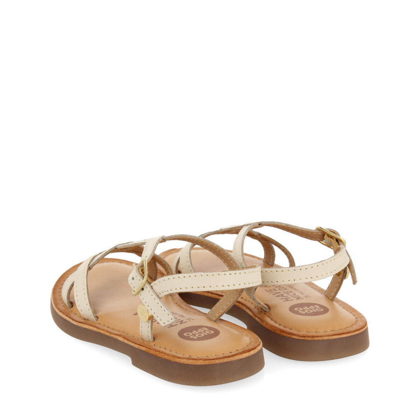 Tilly girls metallic off white leather sandals