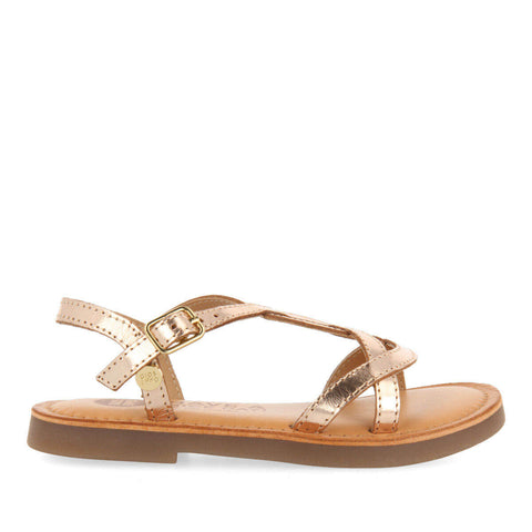 TILLY GIRLS METALLICLATINUM LEATHER SANDALS