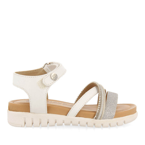 MAROA GIRLS DETAILED WHITE LEATHER SANDALS