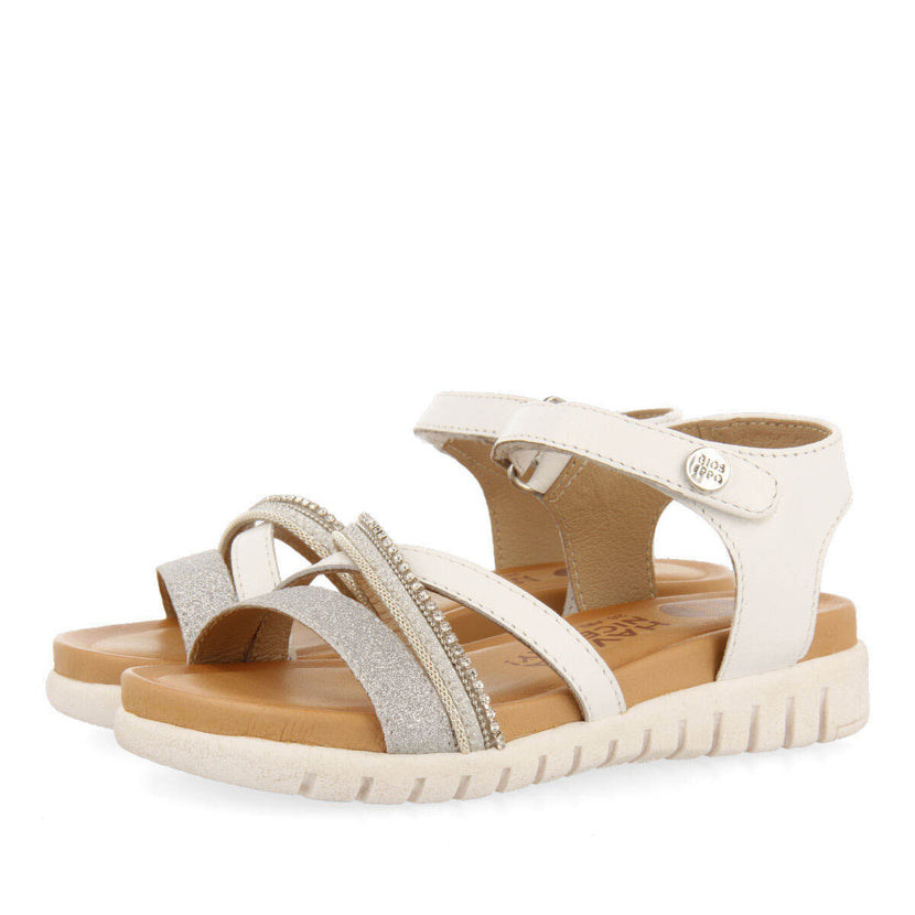 Sandales en peau de couleur blanche avec détails pour fille maroa