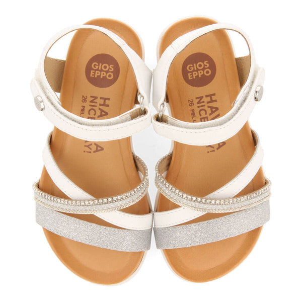 Maroa girls detailed white leather sandals