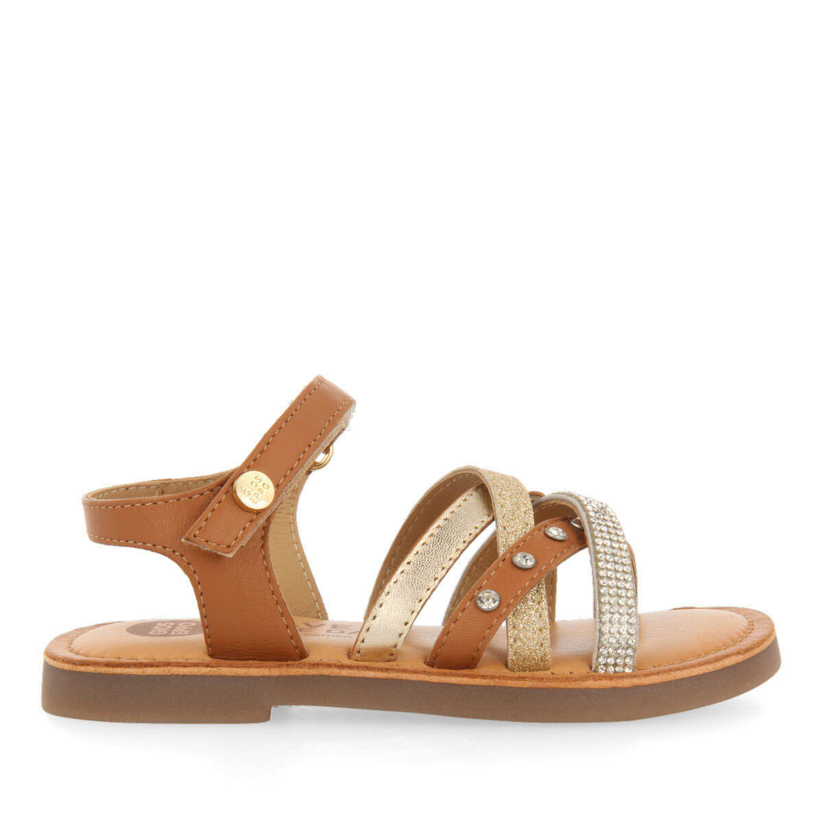 Niteroi girls detailed gold leather sandals